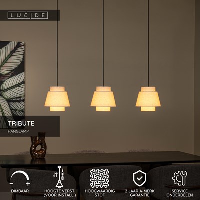 Lucide TRIBUTE - Hanglamp - 3xE27 - Beige